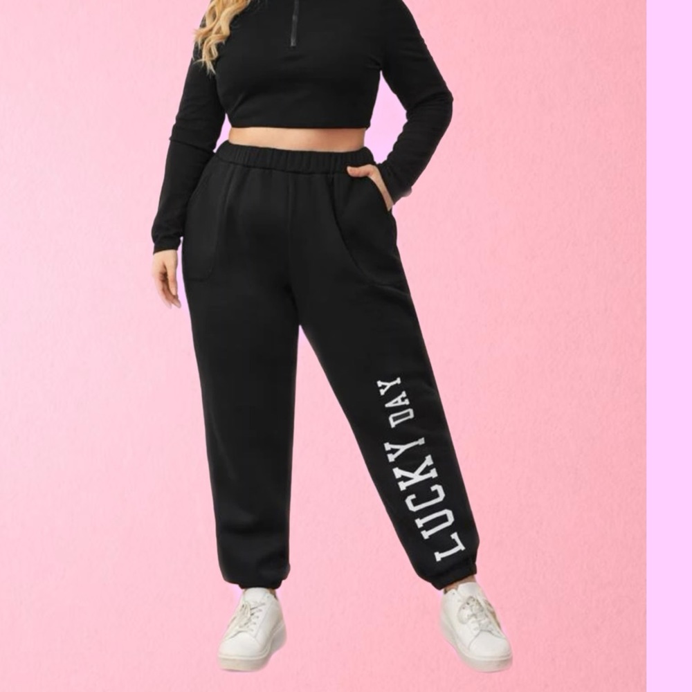 Warm Elastic Waist Sweat Pants
